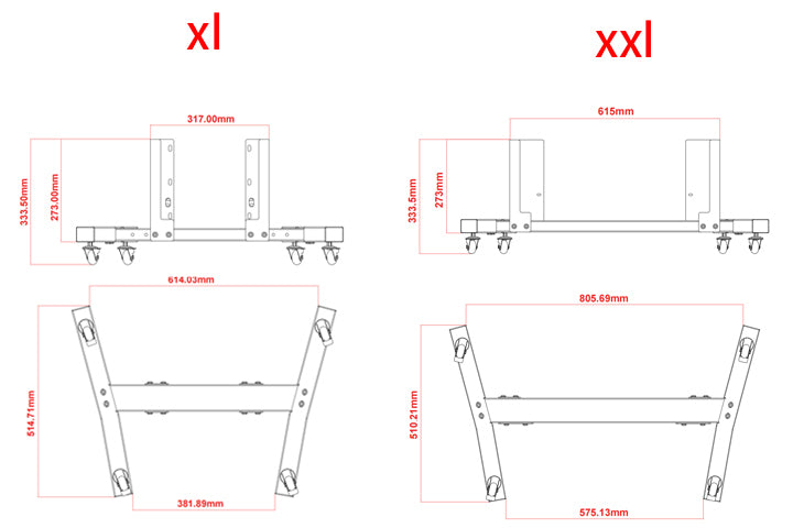 Rolling Floor Support Stand (XL / XXL) — Mobile Base for Large Red Light Panels