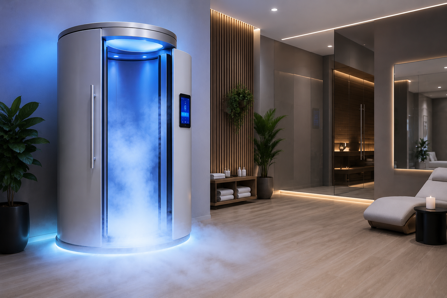 Premium Wellari lifestyle space featuring modern body conditioning and relaxation environments