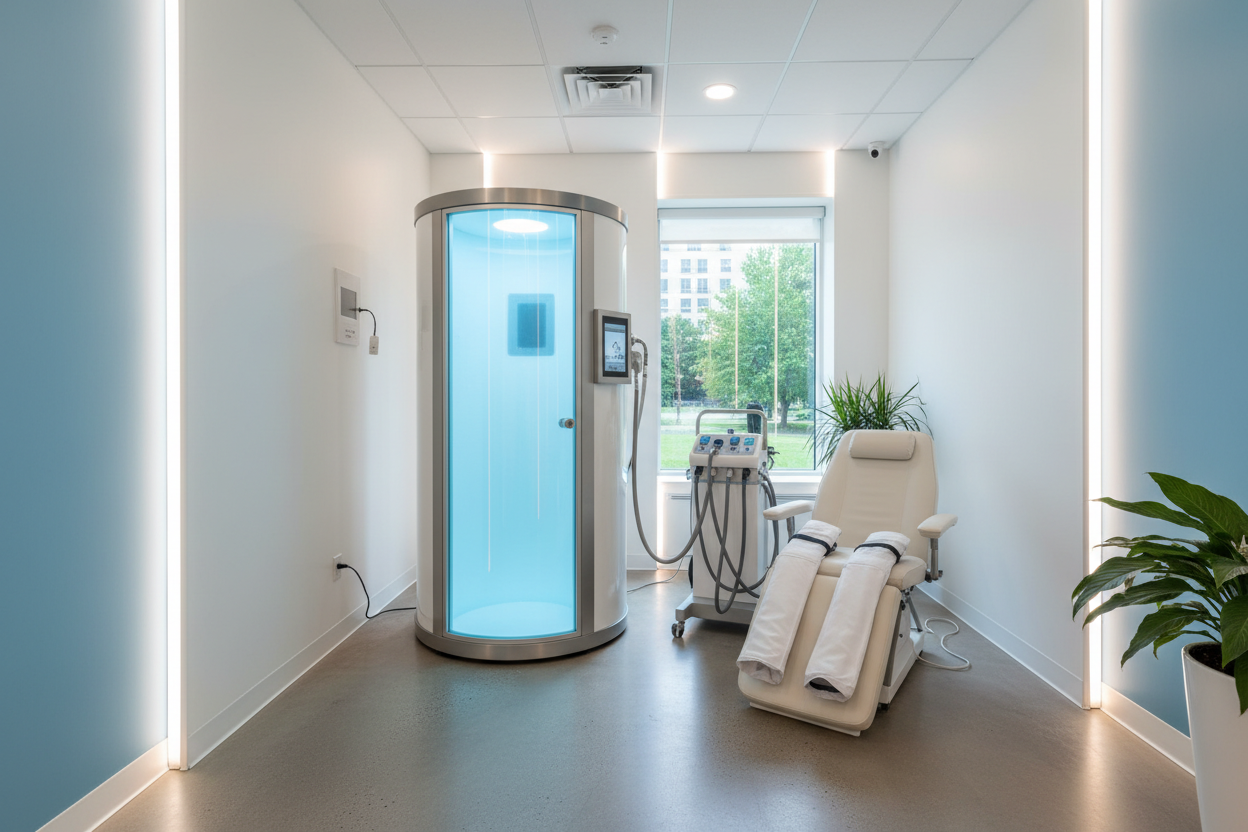 Premium Wellari lifestyle space featuring modern body conditioning and relaxation environments