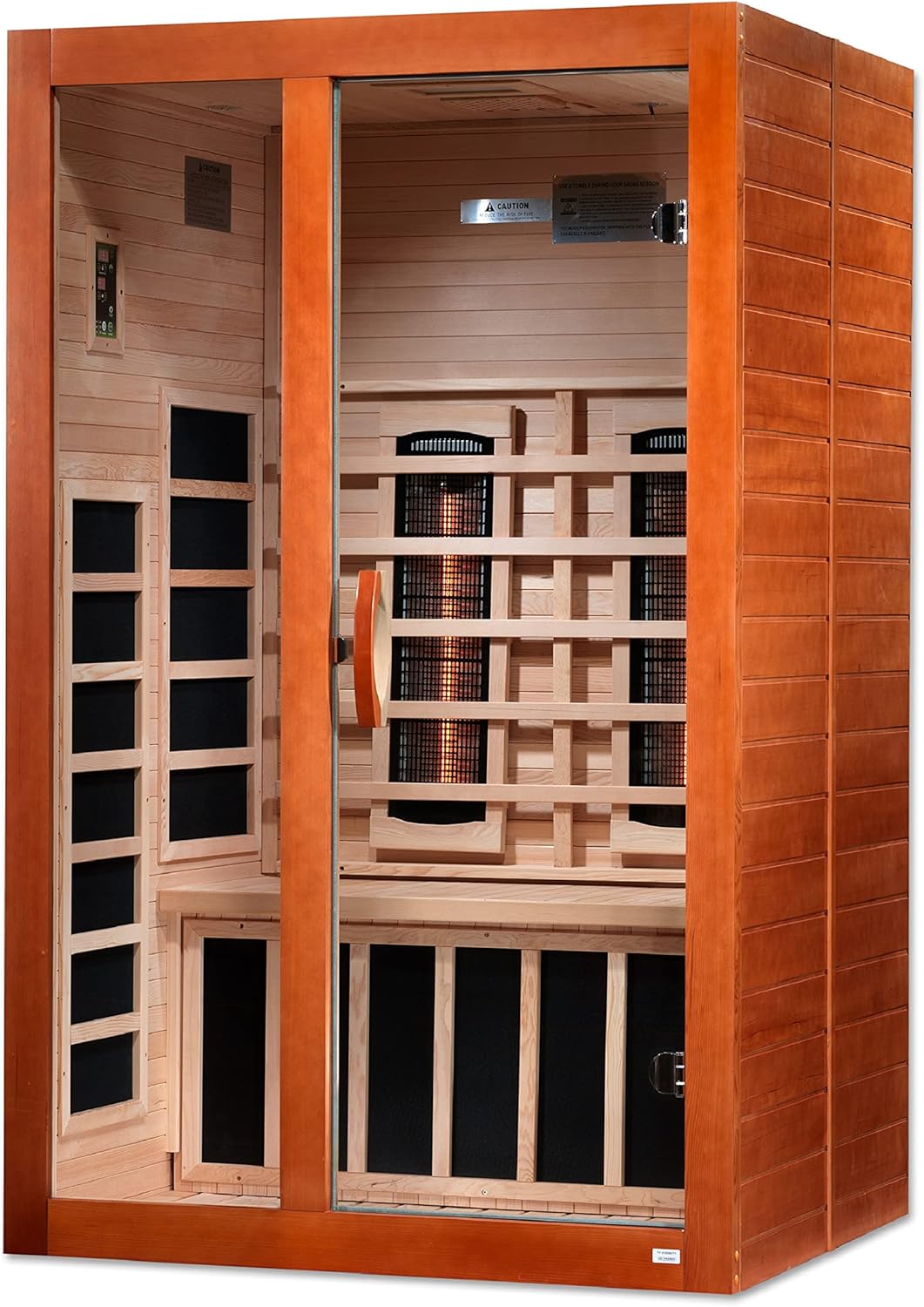 Dynamic "Santiago Elite" FAR Infrared Sauna Ultra Low EMF with Dark Honey Hemlock Wood