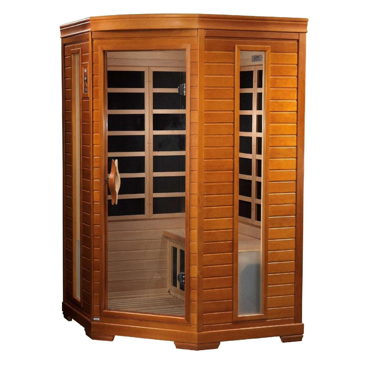 Dynamic "Heming Elite" FAR Infrared Sauna Ultra Low EMF Corner Unit with Hemlock Wood