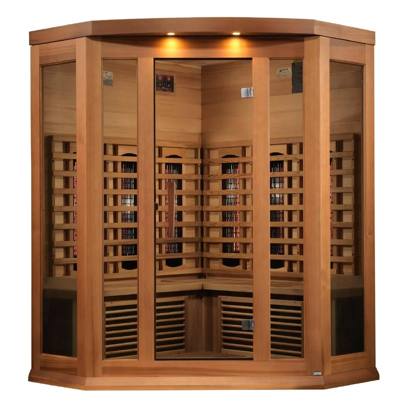 Maxxus 3-Person Full Spectrum Near Zero EMF Red Cedar Corner Sauna by Dynamic