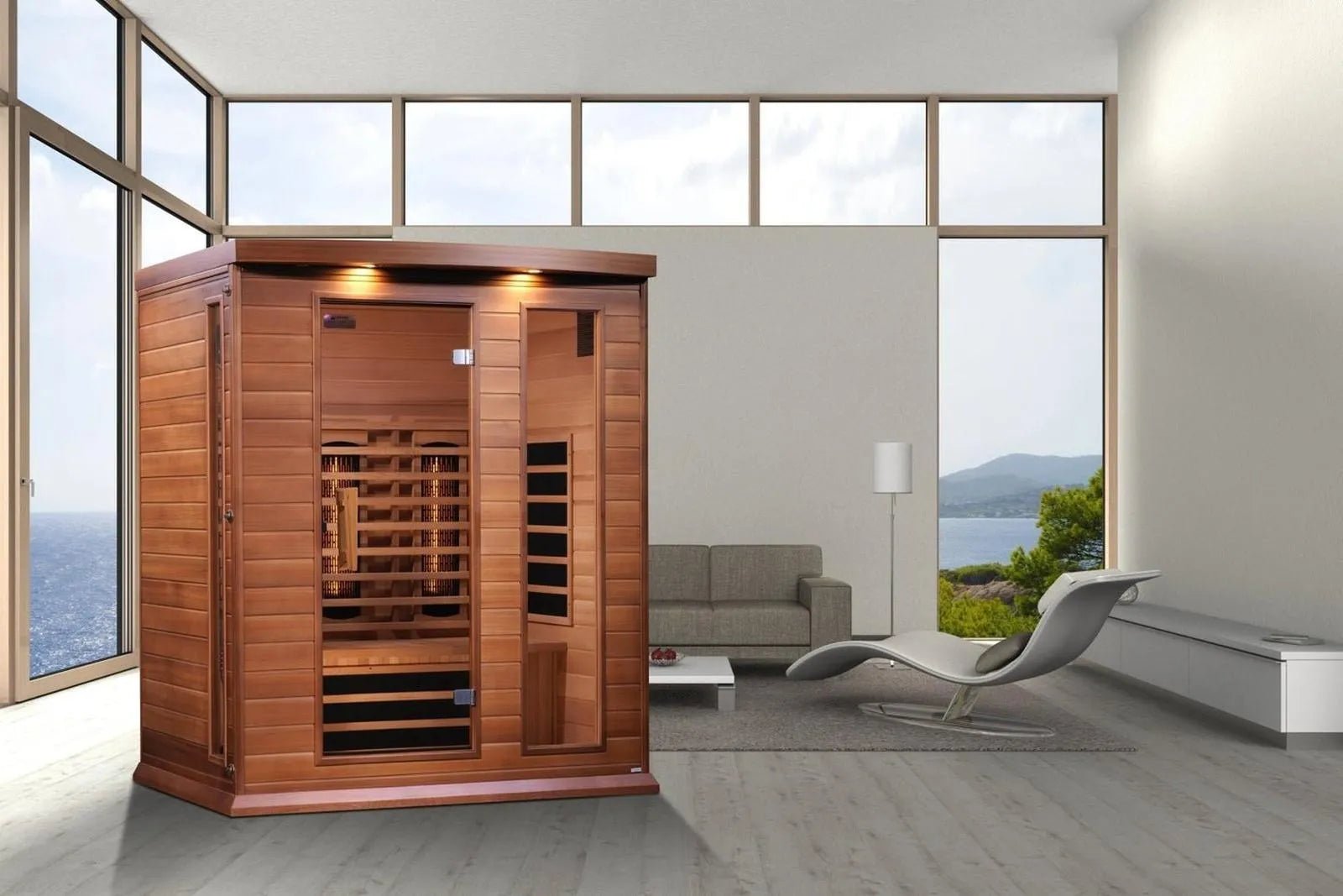 Maxxus 3-Person Full Spectrum Near Zero EMF Red Cedar Sauna by Dynamic