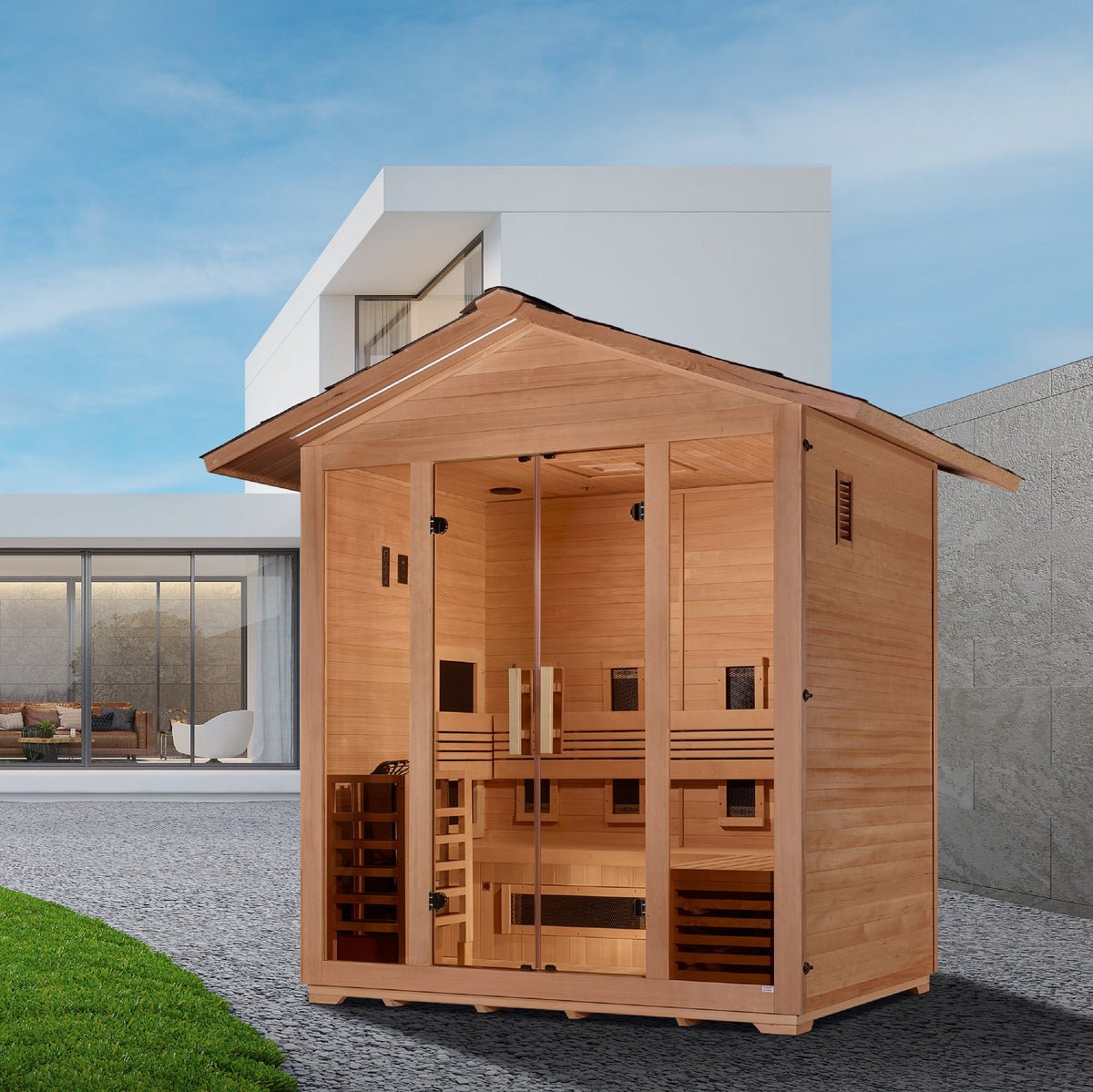 "Gargellen" Hybrid Sauna Outdoor Full Spectrum Hybrid with Canadian Hemlock