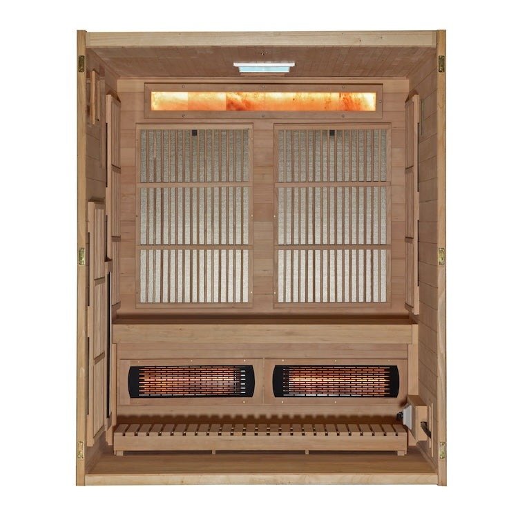 "Soria" Hybrid Sauna Infrared & Traditional Steam with Himalayan Salt Bar & Canadian Hemlock wood