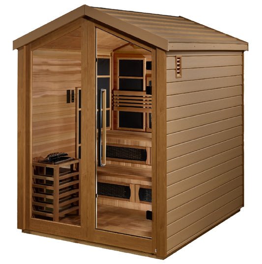"Kaskinen" Full Spectrum PureTech™ Hybrid Sauna Infrared & Traditional Steam Outdoor with Canadian Red Cedar Wood