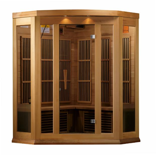 Maxxus "Chaumont Edition" FAR Infrared Sauna Near Zero EMF Corner Unit with Red Cedar Wood