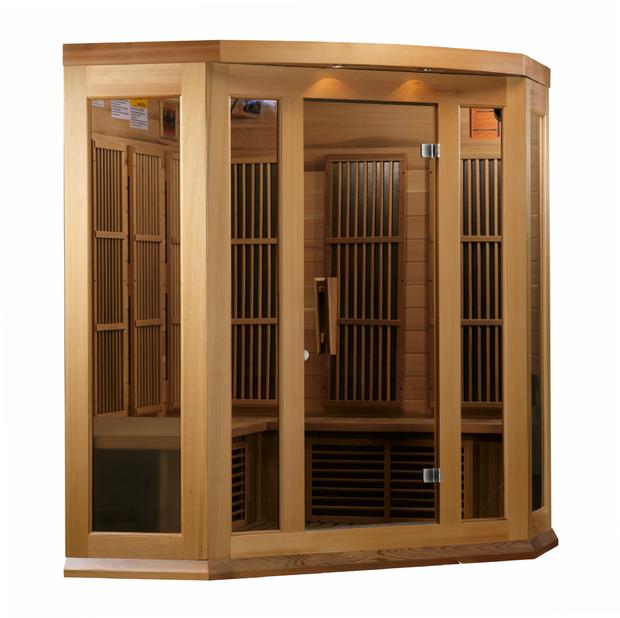 Maxxus "Chaumont Edition" FAR Infrared Sauna Near Zero EMF Corner Unit Hemlock Wood