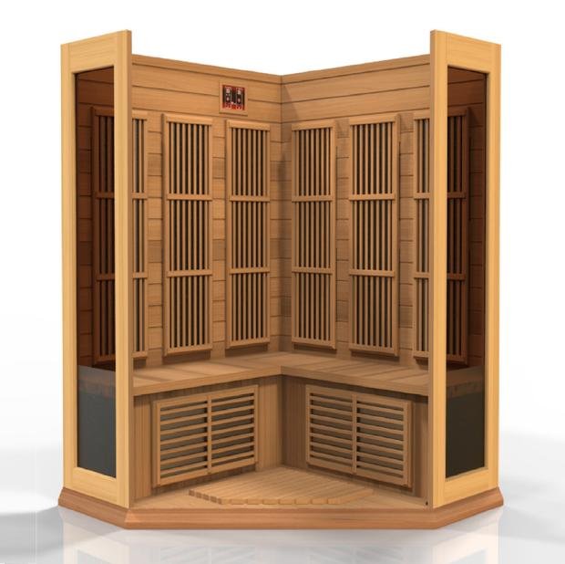 Maxxus Chaumont 3-Person Corner Near Zero EMF Hemlock Sauna