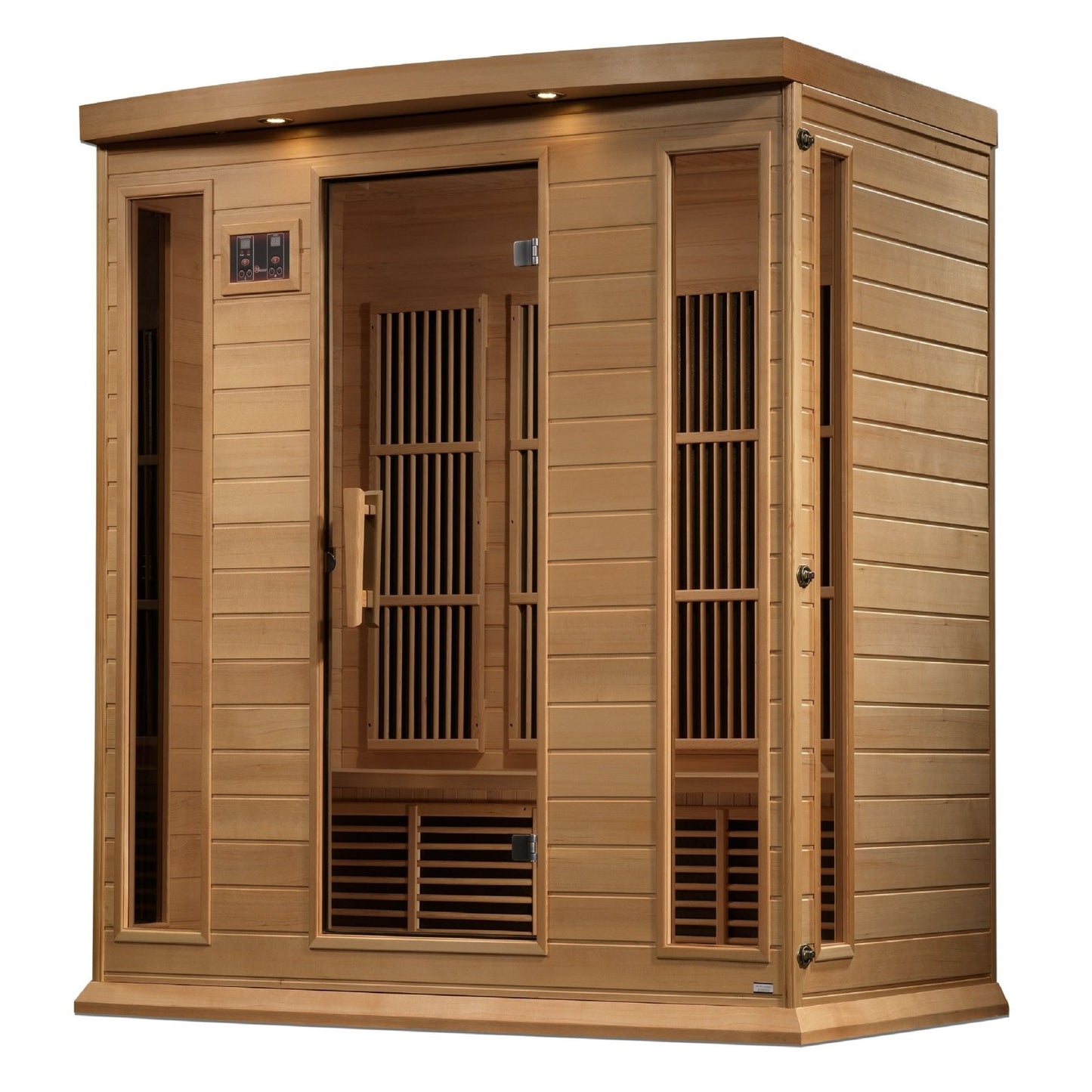 Maxxus FAR Infrared Sauna Near Zero EMF Corner Unit with Hemlock Wood