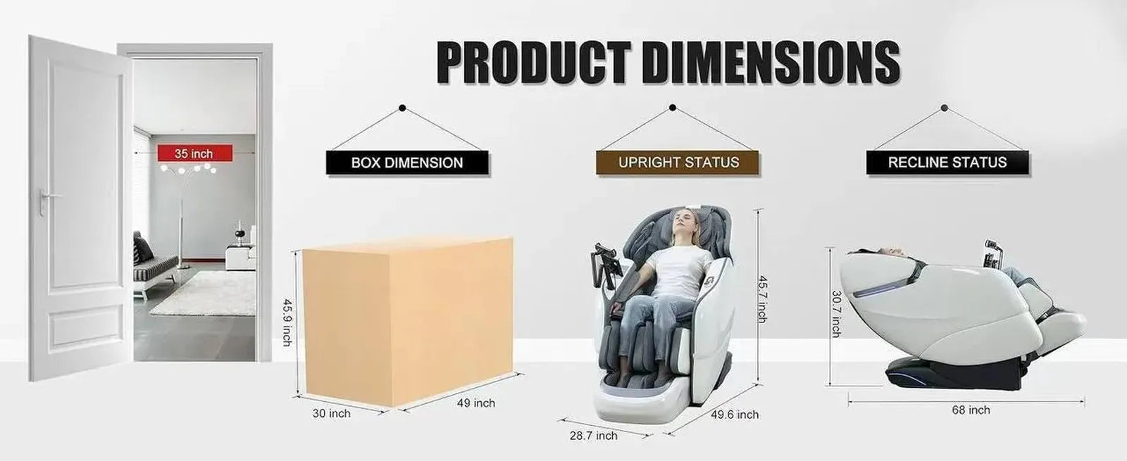 VACUACTIVUS De-stress Lounge Massage Chair – Space-Saving Full-Body Relaxation by Vacuactivus