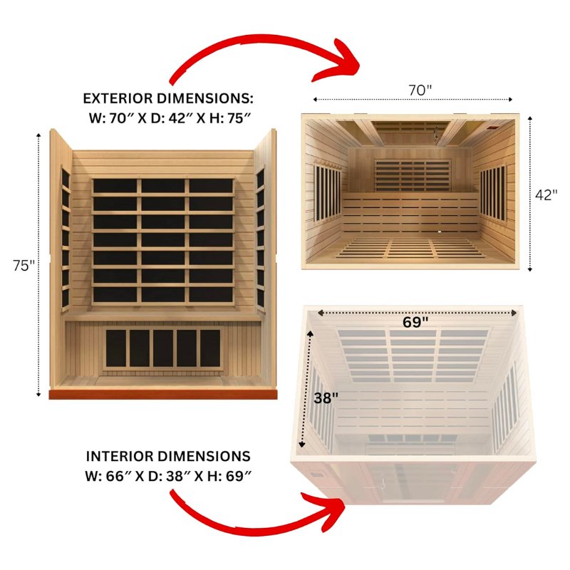 Dynamic "Bergamo Elite" Infrared Sauna Ultra Low EMF with Canadian Hemlock