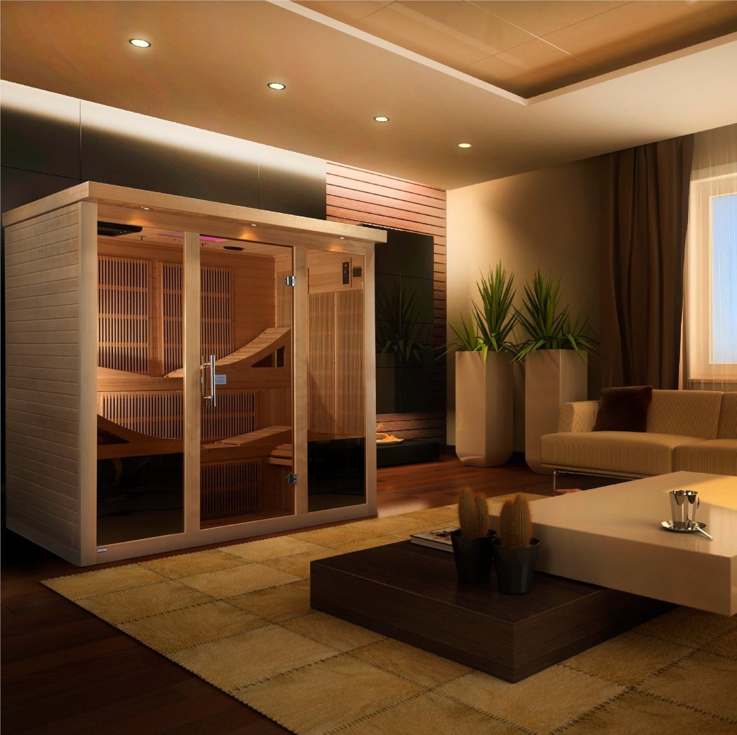 Dynamic "Monaco" Elite Infrared Sauna Ultra Low EMF wtih 15” LCD Screen & Hemlock Wood