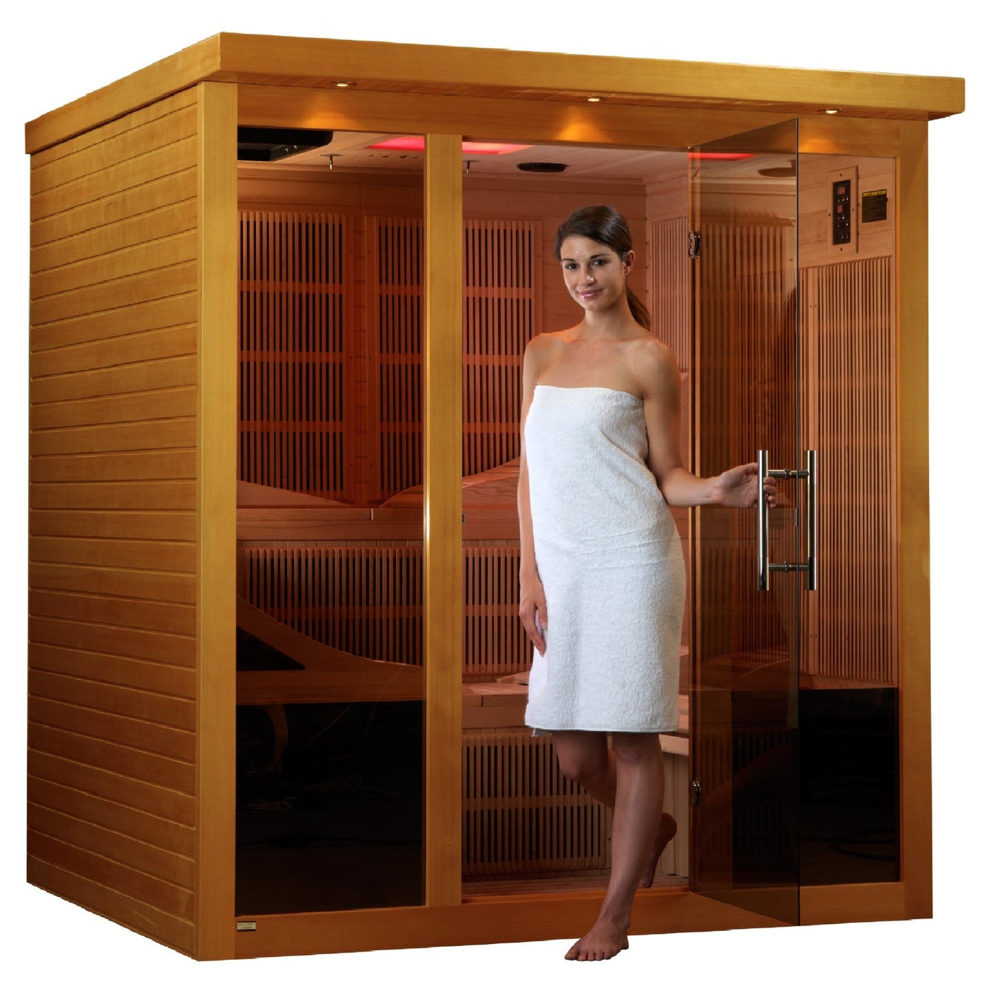 Dynamic "Monaco" Elite Infrared Sauna Ultra Low EMF wtih 15” LCD Screen & Hemlock Wood