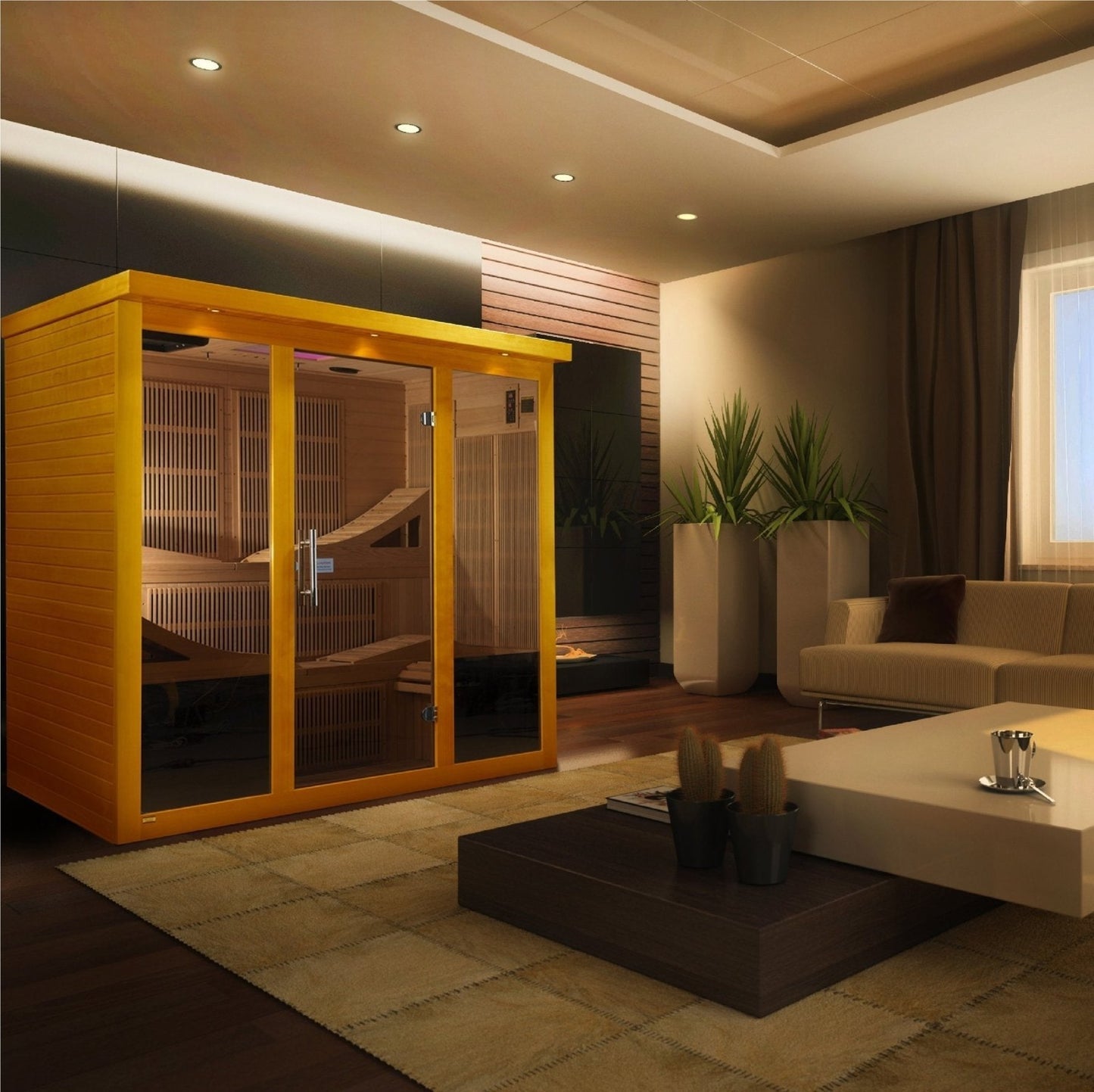 Dynamic "Monaco" Elite Infrared Sauna Ultra Low EMF wtih 15” LCD Screen & Hemlock Wood