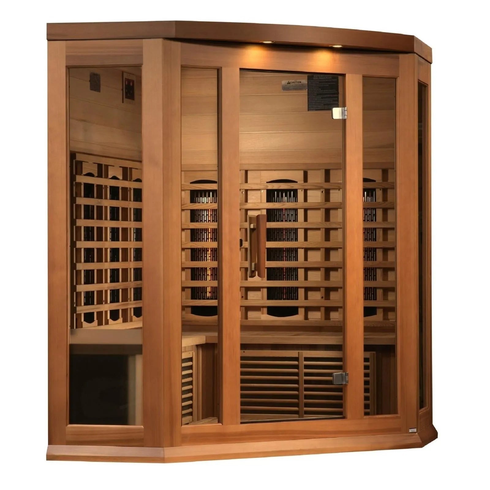 Maxxus 3-Person Full Spectrum Near Zero EMF Red Cedar Corner Sauna by Dynamic