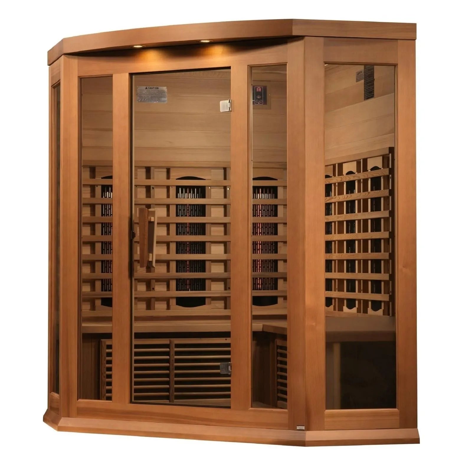 Maxxus 3-Person Full Spectrum Near Zero EMF Red Cedar Corner Sauna by Dynamic