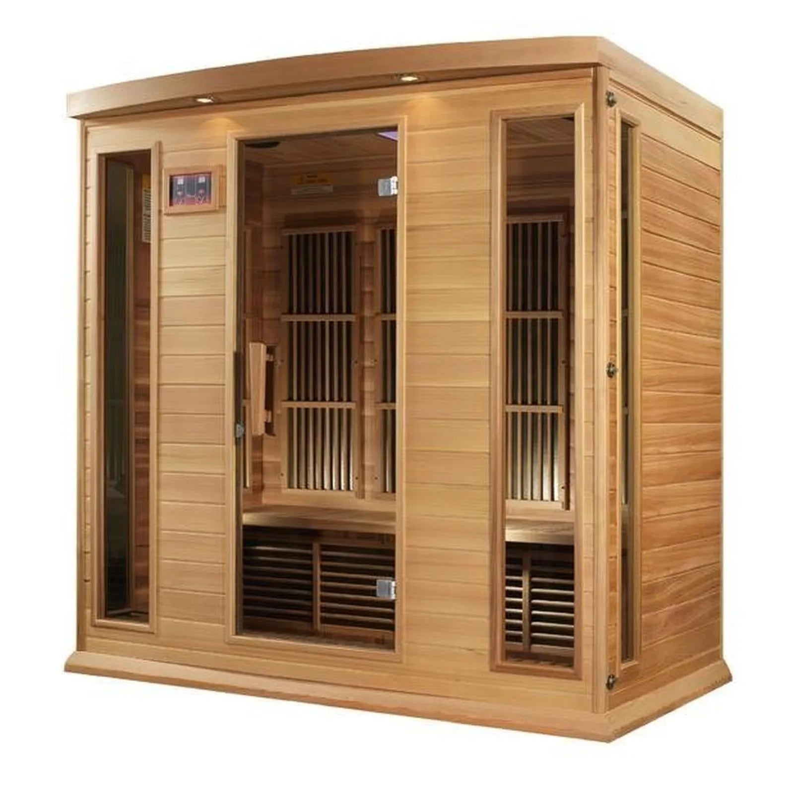 Maxxus 4-Person Corner Near Zero EMF Red Cedar Infrared Sauna by Dynamic