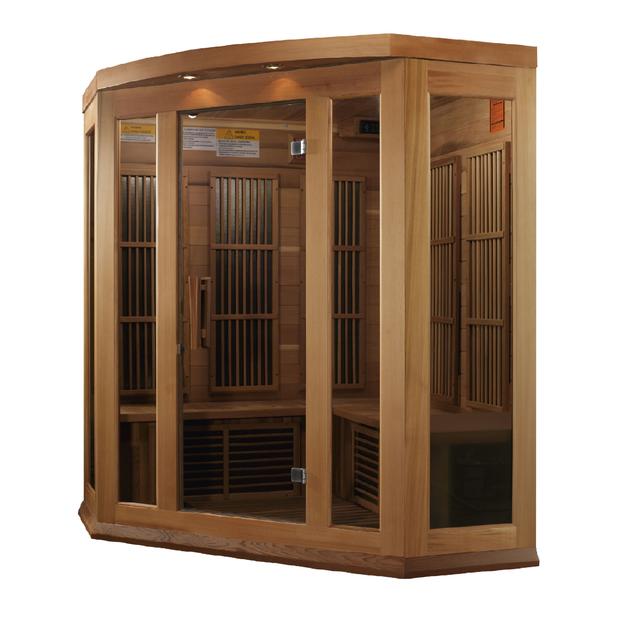 Maxxus "Chaumont Edition" FAR Infrared Sauna Near Zero EMF Corner Unit with Red Cedar Wood