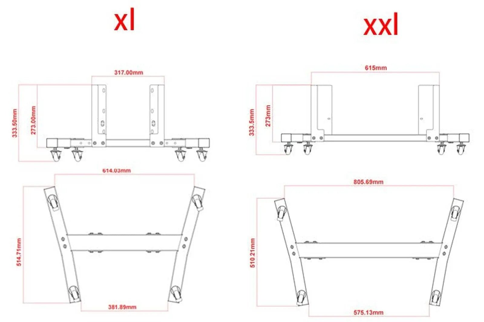 Rolling Floor Support Stand (XL / XXL) — Mobile Base for Large Red Light Panels by Reddotled