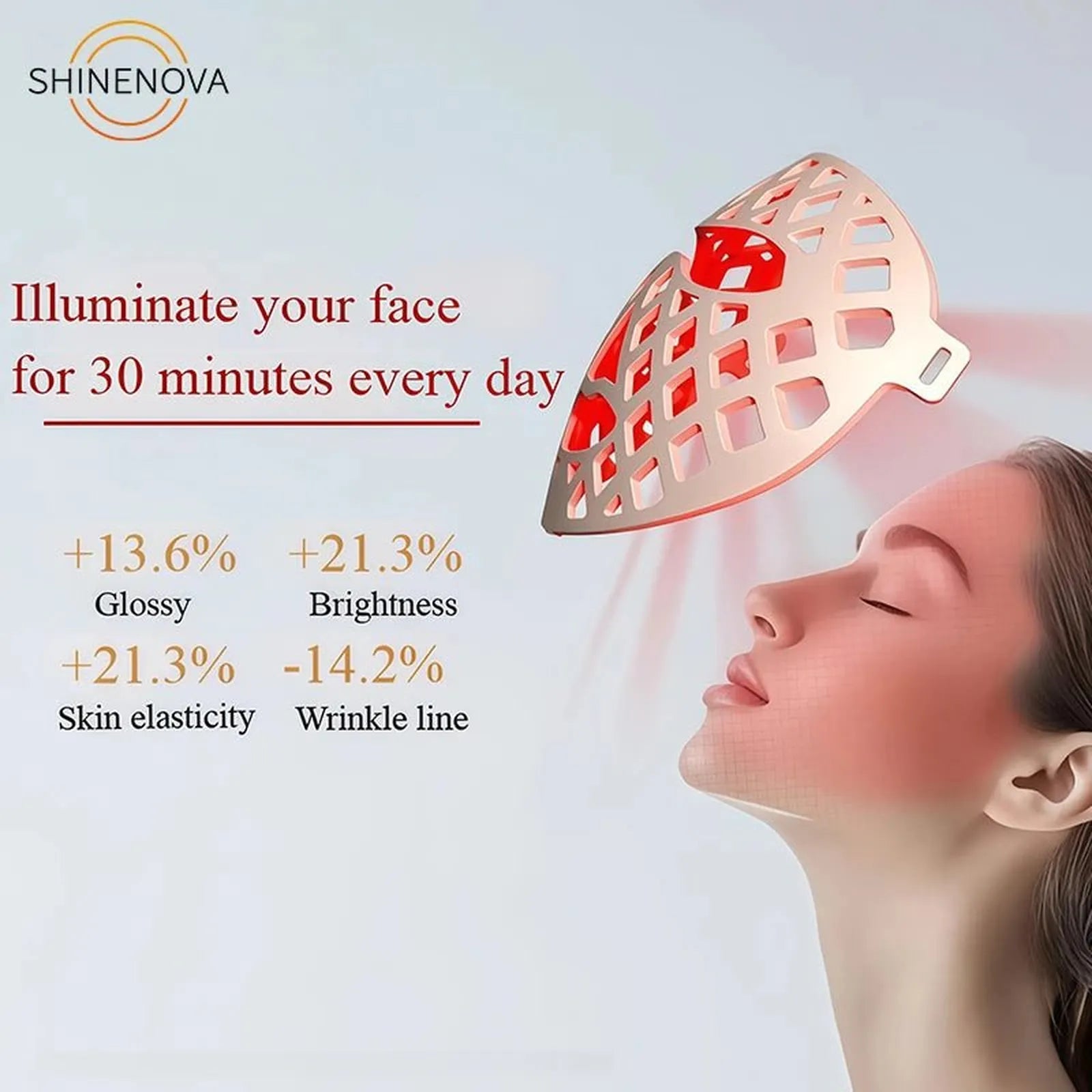 SNM8 Silicone Fretwork LED Red Light Therapy Mask by ShineNova